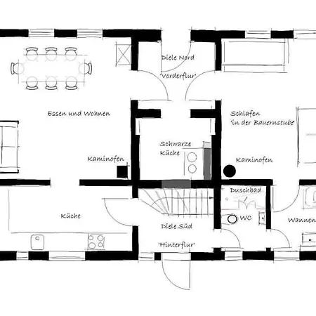 Historisches Reetdachhaus Mit Bauwagen Und Grossem Obstgarten *